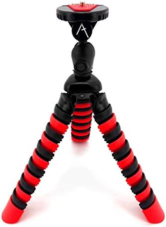 ECOSTCONNEÇÃO DE 12 POLENTE Tripé flexível com pernas de disco embrulhável flexível vermelho e preto, placa de liberação