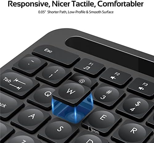 Teclado e mouse sem fio, 2,4 GHz de lag sem traslado de mouse silencioso e teclado com tecla confortável, suporte para telefone