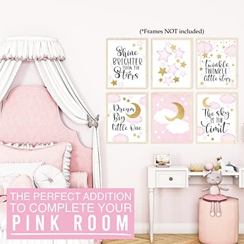 6 Decoração de parede rosa e dourada reversível Decoração de berçário 20 Monthly Baby Milestone Stickers, 6 Divisores de organizadoras do armário do berçário, decorações do chá de bebê