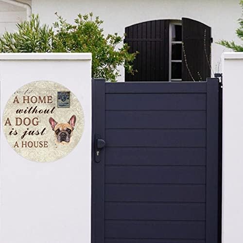 Placa de placa engraçada de cão de cachorro Uma casa sem cachorro é apenas um cabide de porta redonda angustiada com cães de estimação