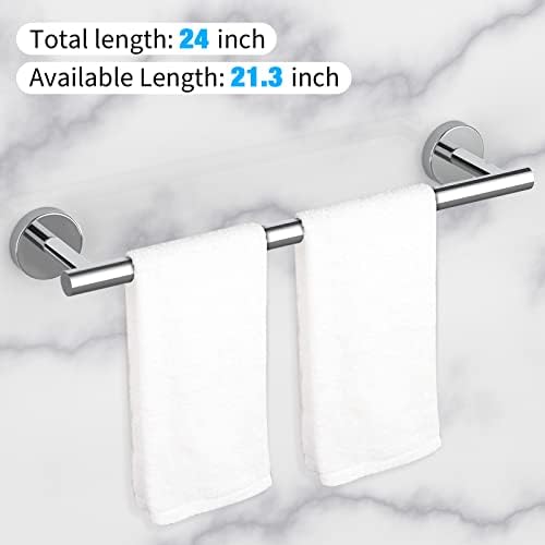 Cilee 2 peças Cromo -toalheiro cromado polido barra de toalha, gracks de toalhas duplas de 24 polegadas, barra de