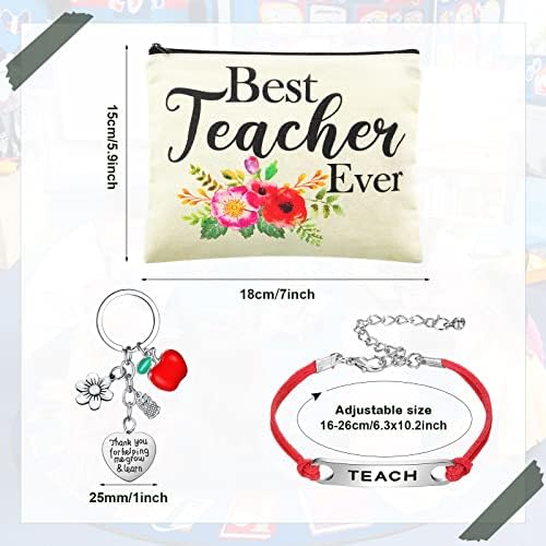 12 peças presentes de graduação definida para professores, 4 sacolas de maquiagem de professores 4 Ensine pulseiras de bênção