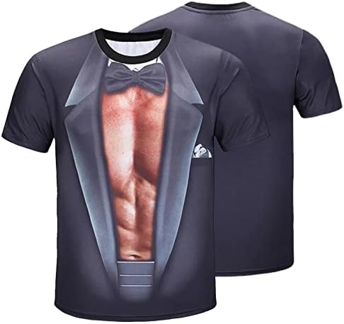 Camiseta muscular masculina camisetas de tripulante de manga curta 3d Impresso Funny Graphic Tees Mens Novidade camisa
