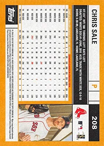 2020 Topps Archives 208 Chris Sale Boston Red Sox Baseball Card