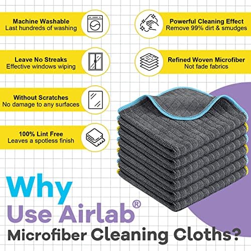 Pano de limpeza de microfibras da Airlab para panos de poeira doméstica para limpar toalhas para todos os fins de pacote de cozinha