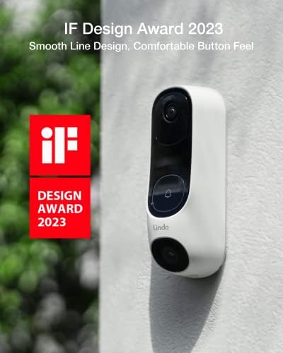 Lindo Pro Dual Camera Video Doorbell com Chime 2K - Mais de 190 ° Campo de vista mais largo Remove o ponto cego, câmera da campainha