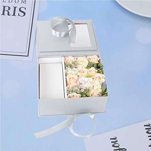 AMOSFUN SOAP ROSE Caixa de presente simulada Caixa de presente de flor de rosas criativas Flores de sabão criativo Presente requintado