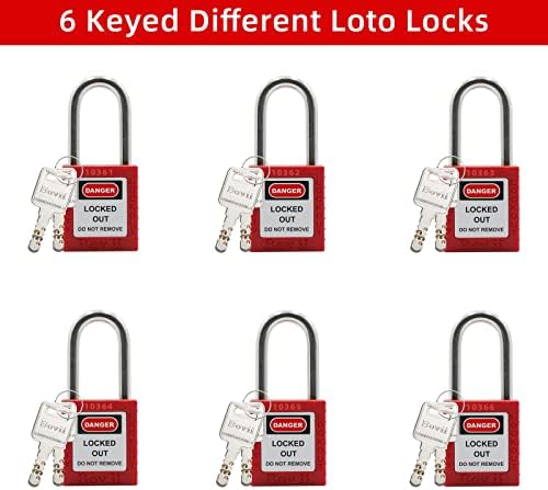 Boviky 6 vermelho, com chave diferente, 2 chaves por bloqueio, bloqueios de bloqueio compatíveis com OSHA bloqueios