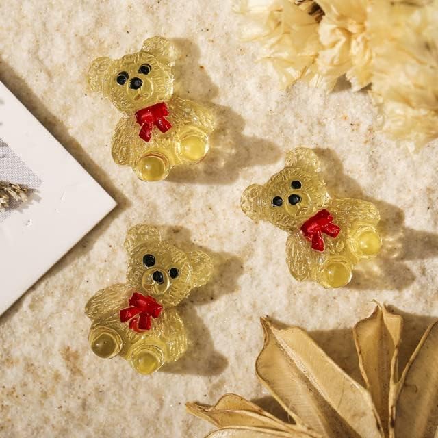 20pcs transparentes adorável urso 3d resina unhas decorações de arte de desenho animado Manicure Acessórios de joias -