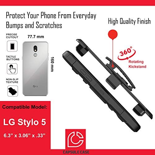Oyu Case Compatível com LG Stylo 5 [Camada de dupla camada pesada Corrente de combate CLIP CLIP DE CHUPTHTAND CAPA