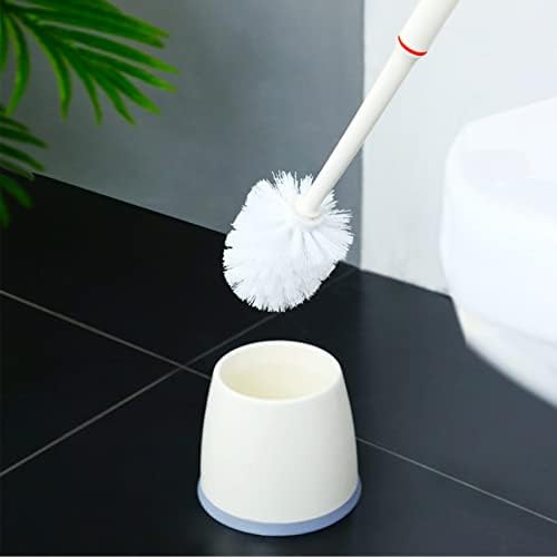 Porta -escova do vaso sanitário, escova de vaso sanitário conjunto plástico branco 360 graus economia com hole para o
