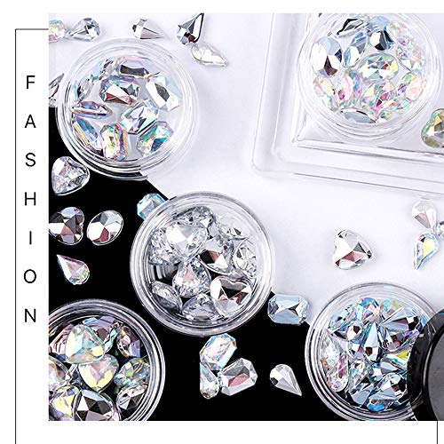 Decoração de arte de unhas Houchu 3D Diferente stromestone diamante de fundo plano shiestone glitter glass cristal uil art manicure