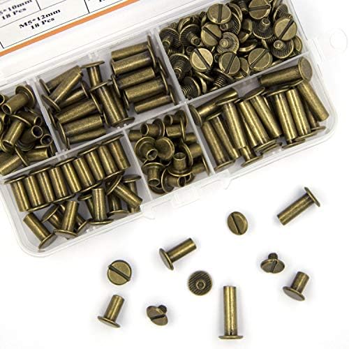 90 conjuntos de parafusos de chicago kit variados 5 tamanhos de couro de bronze rebites de parafuso de 5 mm de parafuso de