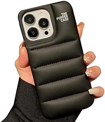 Secowel Black Puffer Case Compatível com o iPhone 12 Pro Max Case, Soft Touch Puffer Jaqueta Material 3D Tampa protetora