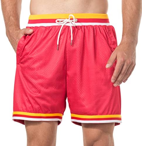 Homens de shorts atléticos de basquete Healong - Mesh Gym Sports Sports Treinamento de cordão de cordão de cordão de cordão retro casual