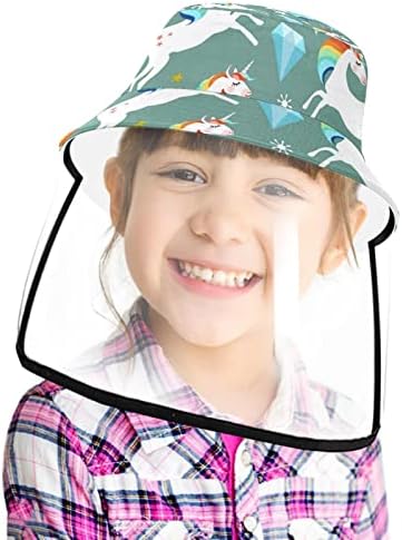 Chapéu de proteção adulto com escudo facial, chapéu de pescador Anti -Sun Cap, Unicorn Cartoon Moon Sun Stars Flower