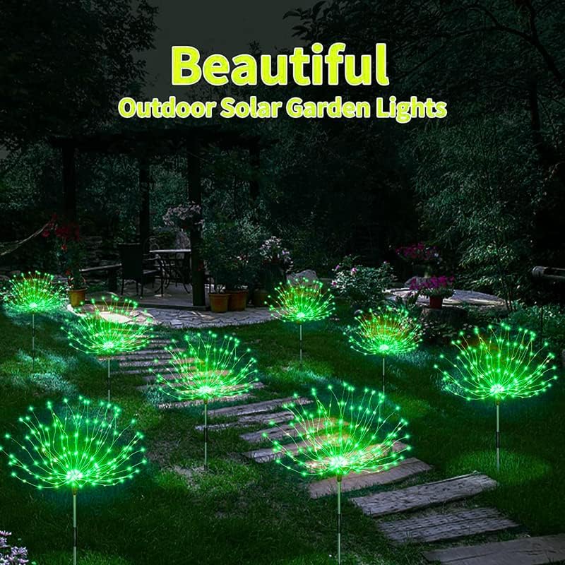 Buwakul 4 Pack Luzes solares ao ar livre, luzes solares de jardim solar Luzes de fada de artifício maiores, luzes ao ar