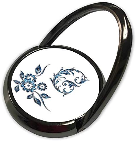 Arte de lente 3drose por florene - iniciais de script de jóias - imagem da carta de script G em safira azul com broche - anel de
