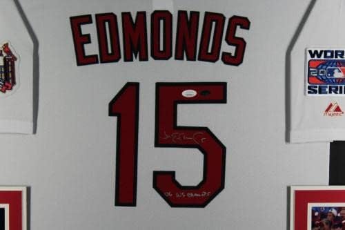Jim Edmonds autografou Cardinals 2006 World Series Majestic emoldurado Jersey JSA - Jerseys de MLB autografadas