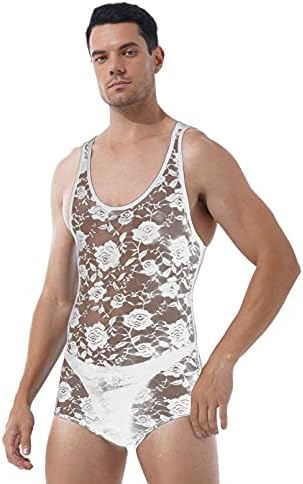 Yonghs masculino masculino de lingerie bodysuit marrom
