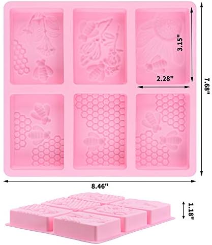 Moldes de silicone de abelha 3D SJ, moldes de favo de mel para sabonetes, molde de cozimento de bolo de retângulo,
