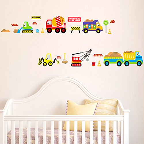 Wallpark Cartoon Toy Construction Truck Removable Wall Sticker Decal