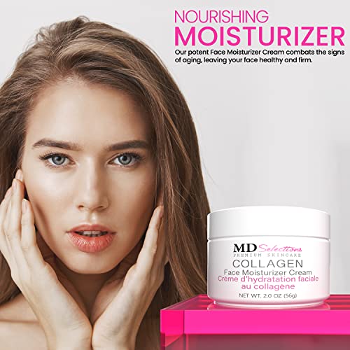 Seleções de MD Creme facial de colágeno, creme hidratante de rosto para pele seca Crème vegano anti -envelhecimento