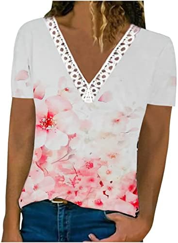 Camiseta floral blusa gráfica para meninas adolescentes verão outono 2023 manga curta vil de pescoço de pescoço algodão
