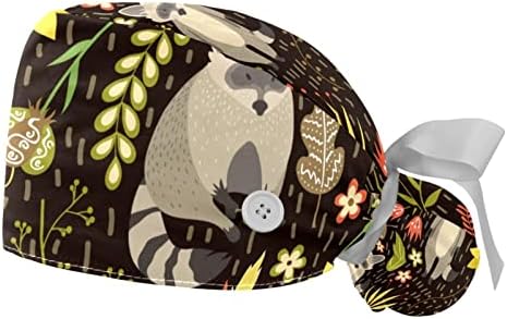 Animais de porco 2 PCs Chapéus bufantes ajustáveis ​​com botões e tampas de gravata da cabeça da fita de banda de suor
