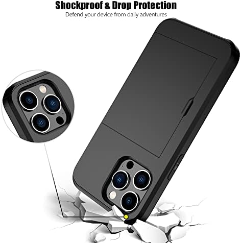 NVOLLNOE para iPhone 14 Pro Max Case com porta -cartas Proteção pesada Proteção dupla camada de choque à prova de choque Caso de carteira