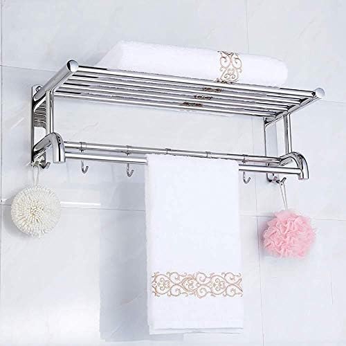 Omoons Banheiro prateleira de aço inoxidável quadro de toalhas duplas berfenete rack de armazenamento rack de cosméticos Exibir