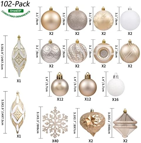 Ornamentos de bola de Natal Xmasexp Setado Bola de Natal Surtada Survedida com Pacote de Presentes de Mão Reutilizável para Decoração