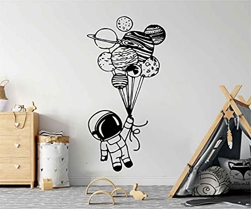 Astronauta segurando balões decalques de parede adesivos de decoração de casa crianças decoração de berçário de bebê yt5255