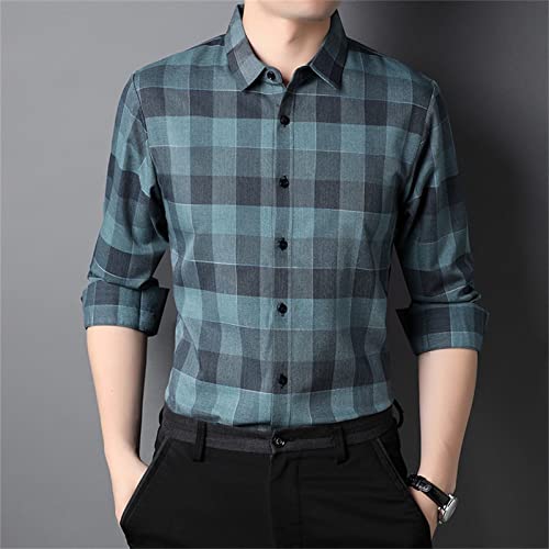 Men camisa listrada casual camisa xadrez de colarinho virado para baixo camisetas de negócios camisa de manga longa