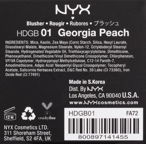 NYX Professional Makeup Alta Definição Blush, Georgia Peach, 0,25 onças