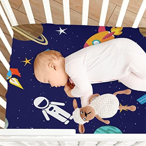 Lençóis de berço espacial - lençóis de berço elástico para meninas, folha de berço de bebê acolhedora unissex 27 x 39 x 5 polegadas