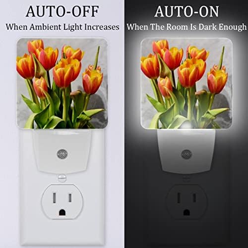 Tulip Flower Bouquet LED Night Light, Kids Nightlights for Bedroom Plug in Wall Night Lamp Brilho ajustável para escadas