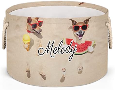 Cães engraçados cães de verão cestas de corda de algodão extra grande para armazenamento de cobertor, cesta de cães de cães de sorvete de melancia caixas de cesta de cesta