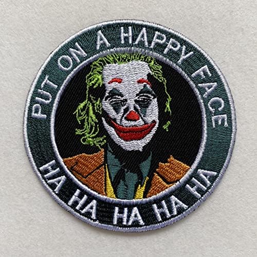 Joker Ha Ha Ha Coloque um rosto feliz remendos de ferro bordado em apliques de canteiro de crachá de costura para mochilas,