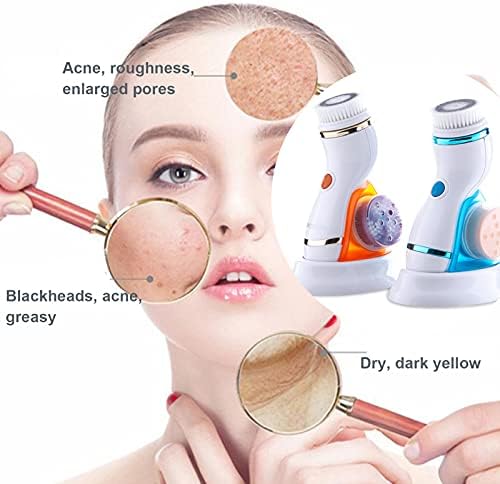 Escova de limpeza facial da NSWD, escova de massagem esfoliante facial elétrica, com 4 cabeças de limpeza e 2 velocidades
