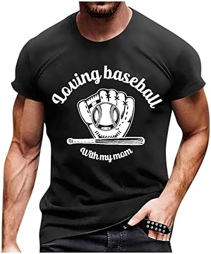 Homens de mangas curtas pescoço redondo camisetas de beisebol vintage letra de impressão Tops 2023 Summer Fashion Casual