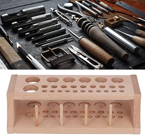 Titular da ferramenta de trabalho de couro, suporte para ferramentas de couro de alta resistência de madeira de madeira de fácil