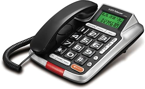 DTI DTP035 Telefone com cordão de grande porte com identificação de chamadas, viva-voz, discagem sem mãos e função de fala,