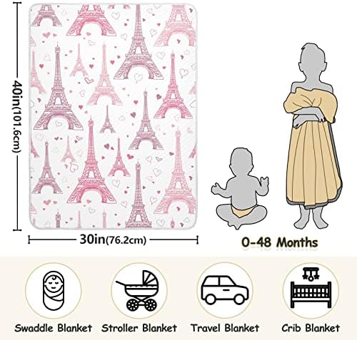 Clanta de arremesso Eiffel Tower Cotton Clanta para bebês, recebendo cobertor, cobertor leve e macio para berço, carrinho,