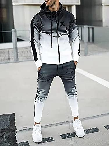 Oiefeen masculino casual de roupas esportivas de capuz de manga longa com zíper completo correndo terno esportivo de