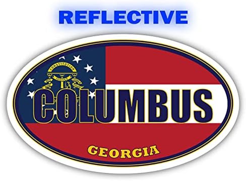 Bandeira do Estado do Estado da Geórgia da Cidade de Columbus | GA FAGN Muscogee County Oval Colors Retenção Reflexivo Decalque