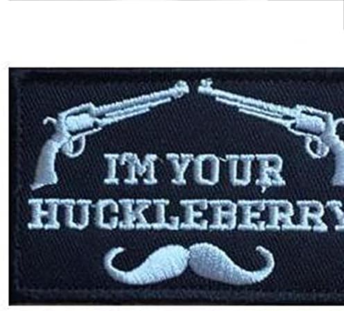 Eu sou o seu gancho de huckleberry e moral de loop 3d bordado patch 2pcs manchas de moral tático militar em roupas de bolsa