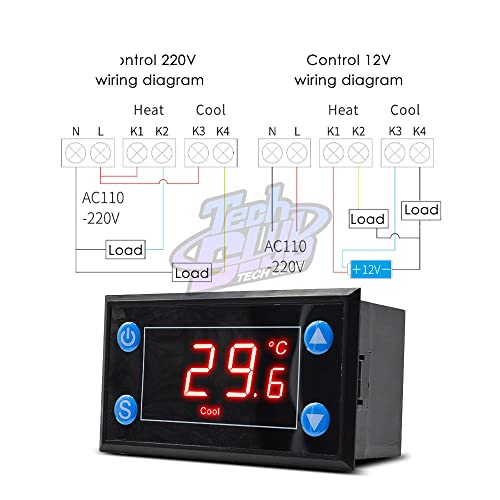 Controlador de temperatura digital de alta precisão LED de alta precisão AC 110-220V Sonda de sensor de termistor