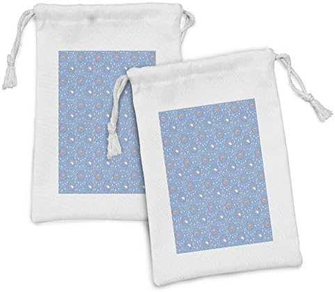 Conjunto de bolsas de tecido de inverno de Ambesonne de 2, padrão de anjos de natal em flocos de neve e flores de
