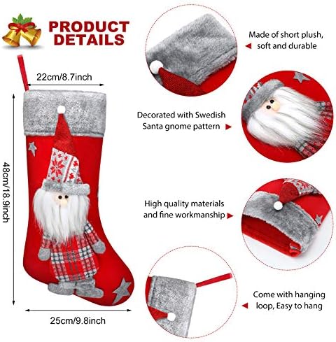 5 peças meias de natal sueco santa gnome meias escandinavas tomte pendurado meias de natal com personagem de pelúcia 3D para decorações